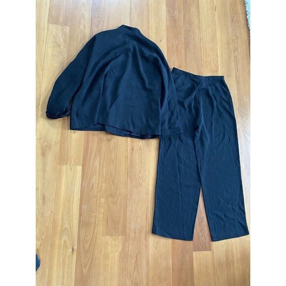 Philippe Adec Paris Pant Suit Set Black Wool 2 Piece Size 8 - Picture 14 of 14